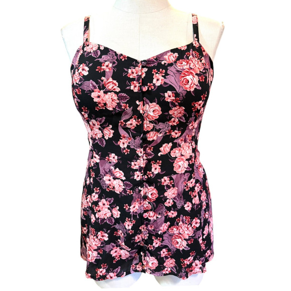 Torrid 4 (4X 26) Disney Princess Floral‎ Fit N Flare Georgette Cami Tank Top New - Picture 2 of 3